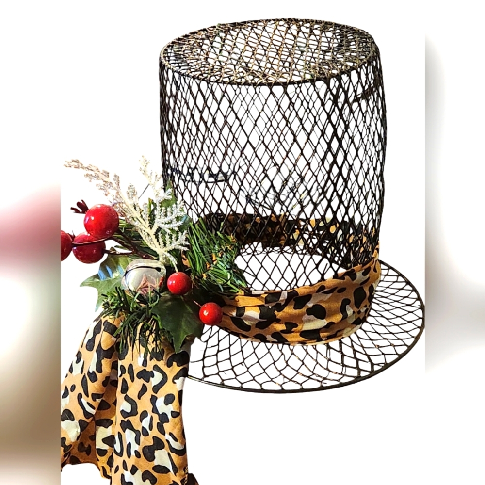 Hand Crafted Christmas Snowman Top Hat Decor